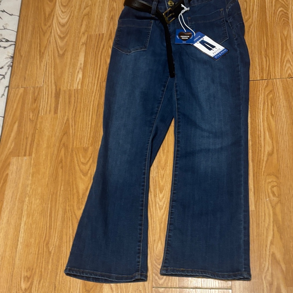 NEW Classic 9th& Main Women's Dark Blue Wide-Leg Jeans Size 8P